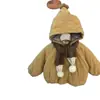 Envie um Cachecol! Sucesso Fofo! Outwear Original de Algodão Acolchoado com Capuz para Meninas Estilo Coreano Vento Tesouro Outwear à Prova de Vento
