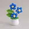 Planta Puf Tecida à Mão Planta em Vaso Decoração de Mesa de Escritório Flor Artificial de Tricô de Natal Pequeno Presente Atacado