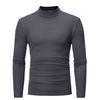 2023 novo outono e inverno transfronteiriço masculino gola alta casual cor sólida moagem masculina fina manga longa camiseta base camisa 503