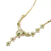 Collar Transfronterizo Amazon de Tsavorita Natural Plata S925 Piedra Principal Redonda 3/4*6 Joyería de Lujo Venta Directa de Fábrica