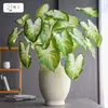 Planta Artificial de Caladio de 7 Hojas con Tallos Similares a Raíces, Manojos de Hojas y Piezas Decorativas para Decoración Interior del Hogar, Sala de Estar y Decoración de Paredes con Plantas