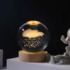 Bola de Cristal Galaxia Creativa Transfronteriza Grabada con Láser 3D Luz Nocturna Luminosa Adorno de Escritorio Base de Madera Regalo de Cumpleaños