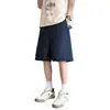 Moda Shorts de Seda Helada de Secado Rápido Transpirables Desestructurados de Retazos con Corte Diagonal para Hombre en Azul Marino, Negro y Blanco Roto, Estilo Delgado de Corte Recto
