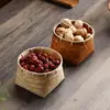 Productos de bambú canasta tejida de bambú caja para frutas secas canasta de almacenamiento de escritorio canasta de bambú retro china canasta para bocadillos y frutas tejido a mano