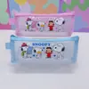 Estuche de malla grande de Snoopy para estudiantes, bolsa transparente para exámenes y estudio, bolsa para lápices de almacenamiento de papelería portátil