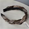 Diadema de satén con estampado de leopardo retro de Corea del Sur, banda para el pelo con ala ancha que combina con todo, horquilla antideslizante, banda para el pelo con tiras de taladro de alta gama, accesorios para el cabello