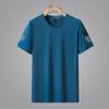 Comércio exterior quente verão três barras de seda gelo gola redonda manga curta plus size aumento secagem rápida manga curta esportes ao ar livre roupas masculinas