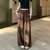 Pantalones de bolsillos tipo máscara de punto fino para principios de otoño hechos a medida, holgados y cómodos, de cintura alta, adelgazantes, casuales, corte regular, pantalones simples de pierna ancha