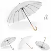 Guarda-chuva reto de 16 varetas atacado de fábrica para homens e mulheres uso duplo cabo de madeira retrô guarda-chuva de publicidade cor sólida simples guarda-chuva reto japonês