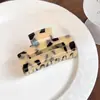 Presilha de Garra Retangular Oca Estilo Francês Estampa de Leopardo em Acetato Sintético, Versátil Presilha para Meio Rabo de Cavalo, Presilha Tubarão, Acessório de Cabelo Exquisito para Mulheres