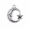 19X16mm 1,3g Prata Antiga DIY Liga de Zinco Acessórios para Joias Sol, Lua, Estrelas, Pingentes de Lua