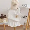 Roupa Infantil 2024 Novo Estilo Roupa de Verão para Meninos Pequenos e Médios, Colete Infantil, Conjunto de Duas Peças de Algodão de Bambu