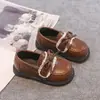 Zapatos de Cuero Negro para Niñas Estilo Coreano Zapatos de Princesa con Lazo Nuevas Llegadas Primavera/Otoño 2025 Suela Suave para Bebé Zapatos de Desempeño para Niños Medianos/Grandes