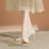 Salto Alto Cor Champanhe Francês Feminino Xiuhe Vestido de Casamento Sapatos de Casamento Noiva Madrinha Sapatos Dupla Utilização Boca Rasa Salto Agulha