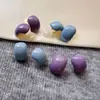 Aretes de Botón de Frijol con Esmalte Goteante Púrpura Qi Donglai~Sensación de Alta Gama, Lujo Ligero Elegante, Moda de Nicho, Aretes Retro Franceses Simples