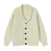 Suéter cárdigan retro estilo británico Otoño e Invierno 2025 para Hombre Estilo Coreano Ajuste Delgado Solapa de Negocios Casual Perezoso Chaqueta de Punto