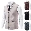 Nuevo Chaleco Suéter Casual de Punto Grueso con Cuello en V Estilo Coreano para Hombre Talla Grande con Forro de Terciopelo
