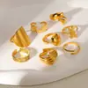 Europa e Estados Unidos estilo ins popular aço inoxidável abertura anel irregular temperamento alto senso 18K ouro não desbota anel