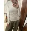 Algodón Puro/De Rong/Terciopelo de Zorro Plateado Compuesto Camiseta de Manga Larga Gruesa Otoño e Invierno Camiseta Interior Base para Mujer Top de Hombro Normal