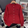 Outono e Inverno Novo Estilo Cardigan de Tricô Trançado com Bordado Gola Redonda Alta Qualidade Solto Temperamento Suéter Top Peça Externa Cardigan