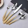 Aço Inoxidável 304 Europeu Acessível Luxo High-End Talheres Padrão Cauda de Peixe Dupla Face Casa Hotel Comida Ocidental Colher de Chá Faca e Garfo para Bife