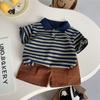 Traje de Verano de Manga Corta para Niños 2026 Nuevo Elegante Polo para Niños Conjunto de Dos Piezas Guapo para Bebés Ropa para Niños