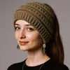 Diadema de Punto Transfronteriza Otoño e Invierno para Mujer, Diadema Ancha, Cinta para el Cabello Estilo Europeo y Americano con Parte Superior Abierta, Pañuelo para la Cabeza de Lana Cálido que Absorbe el Sudor para Proteger los Oídos