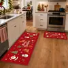 Alfombrilla de piso navideña transfronteriza, juego de dos piezas, alfombrilla para entrada de cocina, alfombrilla absorbente para baño, resistente a la suciedad, impermeable, fácil de mantener