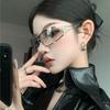 Gafas de Sol Cuadradas Huecas de Metal para Mujer Estilo Spice Girls Europeo y Americano Estilo Tecnología Futura Y2K Estilo Plata Agua Gafas de Sol Rebotantes Didi