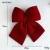 Laço tridimensional de Natal em tecido de veludo bordô, Pingente decorativo para árvore de Natal, Ambientação para vitrine de Natal