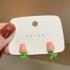 Pendientes de Flor de Tulipán Rosa de Diseño Nicho Coreano Primavera y Verano 2024 Nuevos Pendientes Lindos de Moda Pendientes