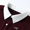 Cárdigan de Punto Rojo de Manga Larga tipo Polo Falso de Dos Piezas para Mujer, Nuevo Estilo Otoño 2026, Talla Petite, Top Casual de Alta Gama