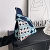 Bolsa tejida personalizada para mujer, estilo coreano, moda, bolsa de mano portátil, bolso de mano simple creativo, bolsa tipo chaleco de almacenamiento para compras, mujer