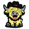 Cartoon Highland Cow Series Gota de Plástico PVC Sapatos de Borracha Macia Buraco Flor Sapato Fivela Sapatos de Jardim Buraco Telefone Móvel Caso DIY Acessórios