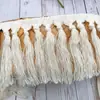 Borlas de Algodón Beige Hilo de Algodón Hilo de Algodón Fleco Anudado Borlas de Escoba Pequeña Adorno de Encaje de Borla Ensanchada