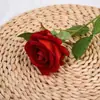 Rosa individual artificial de franela Día de San Valentín ramo de boda decoración de sala de estar en casa flor artificial al por mayor flor falsa
