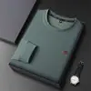Suéter Waffle Masculino Primavera e Outono Casual Gola Redonda Manga Longa Top Solto Camisa Básica para Meia-Idade T-shirt Lisa Moda