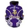 Sudadera para Hombre Moda Primavera y Otoño Fútbol NFL Impresión Digital 3D Sudadera con Capucha para Pareja Estilo Moderno para Hombre