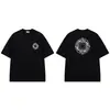Camiseta Masculina Casual de Verão com Estampa de Letras em Espuma de Pedra Transfronteiriça, Manga Curta, Algodão Puro, Gola Redonda com Bússola, Camiseta Básica