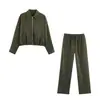 Comercio Exterior 2026 Otoño Nuevo Moda Europea y Americana Chaqueta Abrigo con Cuello Polo Traje de Pantalón Largo Casual para Mujer