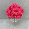 Flor de simulação flor de rosa artificial 9 cabeças buquê de rosa com diamante simulação com folhas decoração de casamento decoração de casa flor artificial