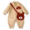 Mameluco de Oso Súper Lindo para Bebé Otoño Estilo Coreano Ropa Casual de Manga Larga para Niños Bebés para Salir y Ropa para Trepar con Bolsa