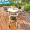 Jardín de Patio Mesas y Sillas Metálicas para Exteriores Cafetería Tienda de Té con Leche Silla de Hierro Creativa Impermeable Protector Solar Combinación de Mesa de Café