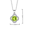 Elegante Colgante de Trébol de Peridoto Verde Cadena para Clavícula Coreano y Japonés Simple Cristal de Colores Accesorio de Collar Colgante de Trébol de la Suerte