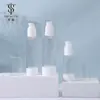 Botella transparente de AS de 15-120 ml para loción al vacío con dispensador de bomba de pico de pato, botella vacía para esencia, base de maquillaje y cosméticos