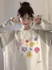 Camiseta de Manga Larga Redonda con Estampado Estilo Coreano Reductora de Edad Chic Moda Femenina Versátil Casual Perezoso Estilo Ins Holgada Top de Moda