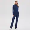 Conjunto de Roupa de Yoga Estilo Europeu e Americano para Mulheres, Calça de Yoga para Corrida e Ciclismo Primavera e Outono, Jaqueta Esportiva de Manga Longa Slim-Fit, Roupa Fitness