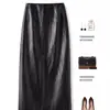 Preciosa Falda Negra para Mujer, Nuevo Estilo Otoño e Invierno 2026, Adecuada para Cuerpo Tipo Pera, Cintura Alta, Adelgazante, Falda Recta de Cuero