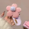 Lindo y Dulce Pasador de Flor de Peluche para Mujer, Pinza de Pato Grande para Recogido en la Parte Posterior de la Cabeza, Accesorio para el Cabello para Otoño e Invierno