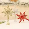 Estrella para la Punta del Árbol de Navidad Espolvoreada con Polvo Dorado Estrella Estéreo Adornos de Resorte Decoración para Fiesta Navideña Colgante de Estrella de Ocho Puntas Cortado